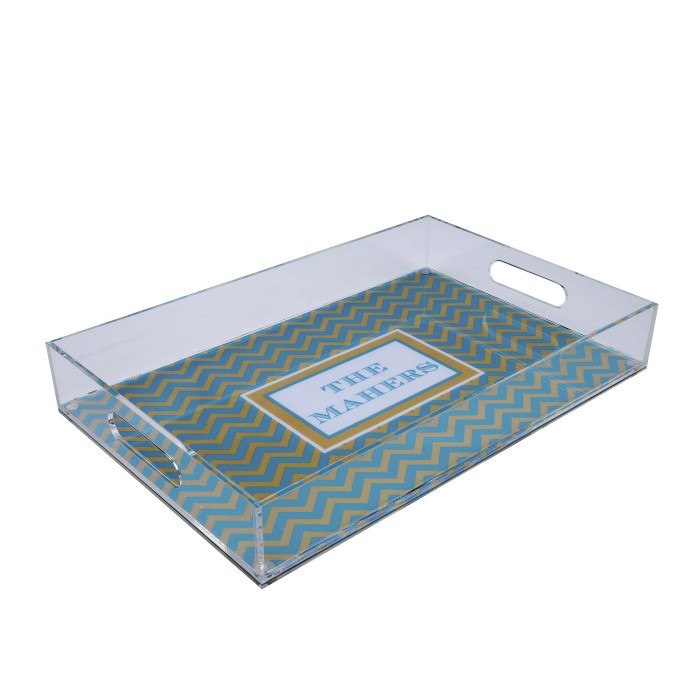 santorini chevron lucite tray