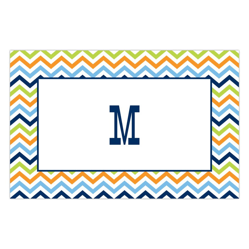 boatman geller chevron blue, orange & lime disposable placemats