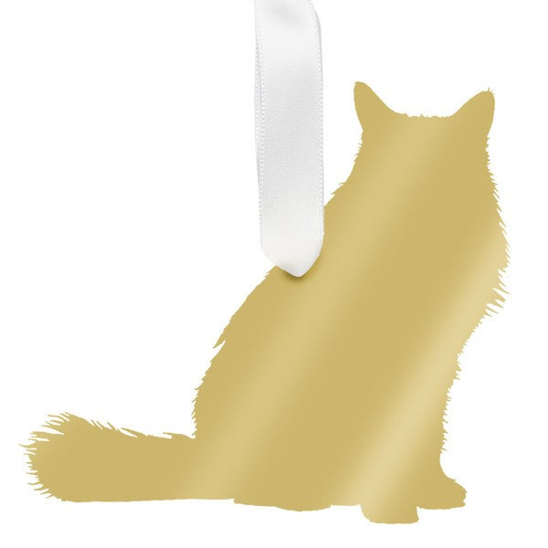 moon and lola long haired cat ornament - gold