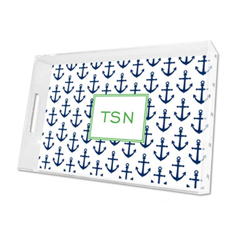 anchors navy lucite tray - large
