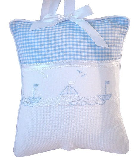 gingham sailboats embroidered crib bedding by blauen
