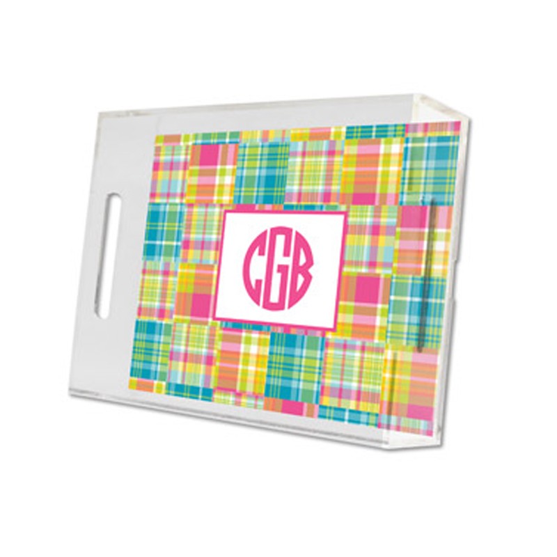 madras patch bright lucite tray - small