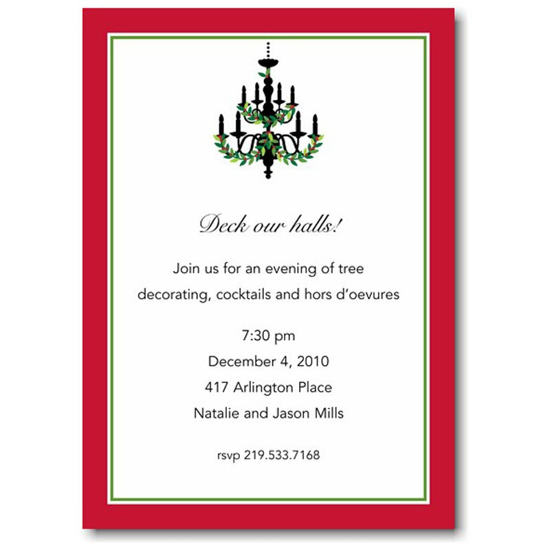 boatman geller holiday chandelier flat holiday invitation