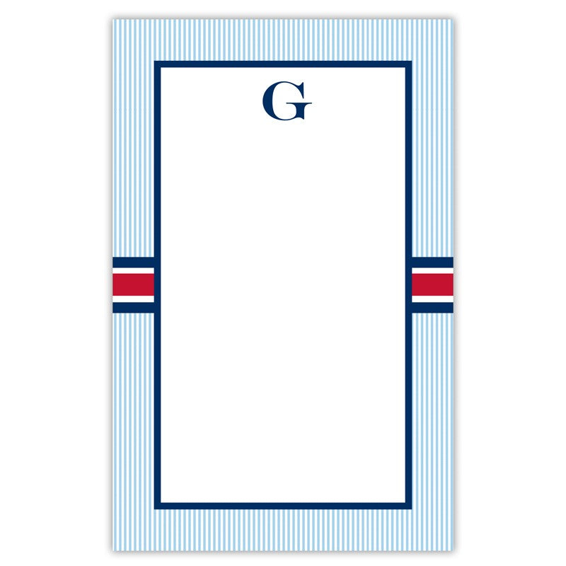 boatman geller seersucker band red & navy notepad