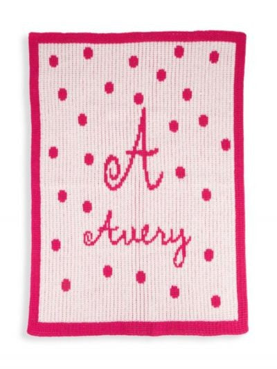 personalized dot custom crib blanket - initials ame