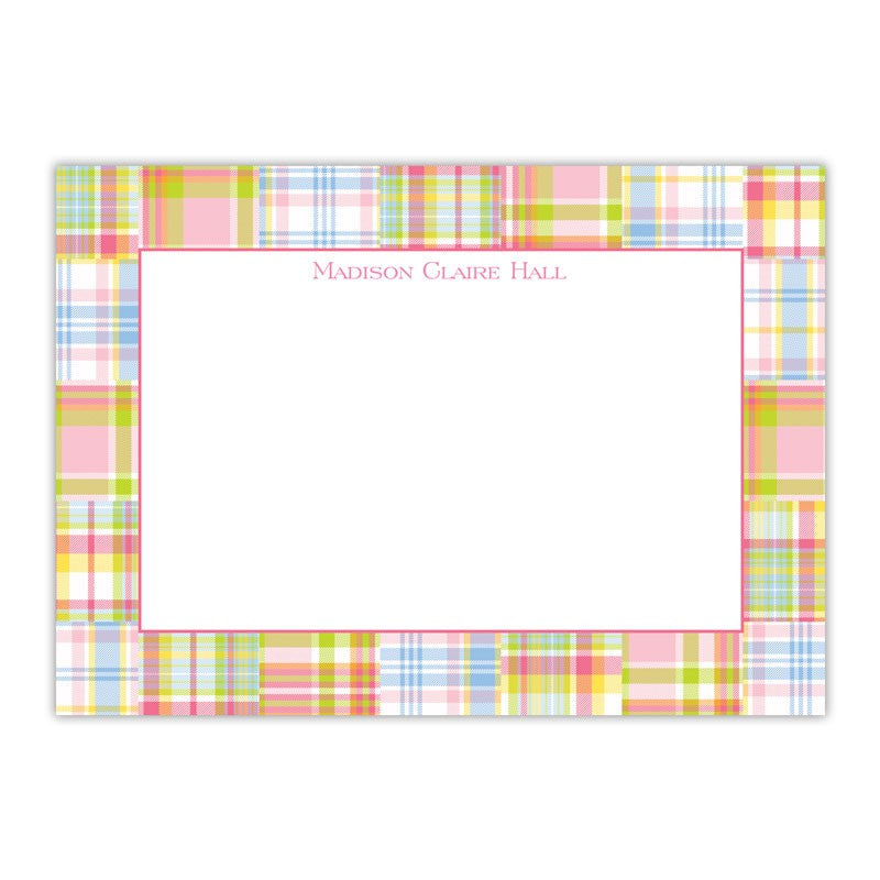 boatman geller madras patch pink large flat notecard