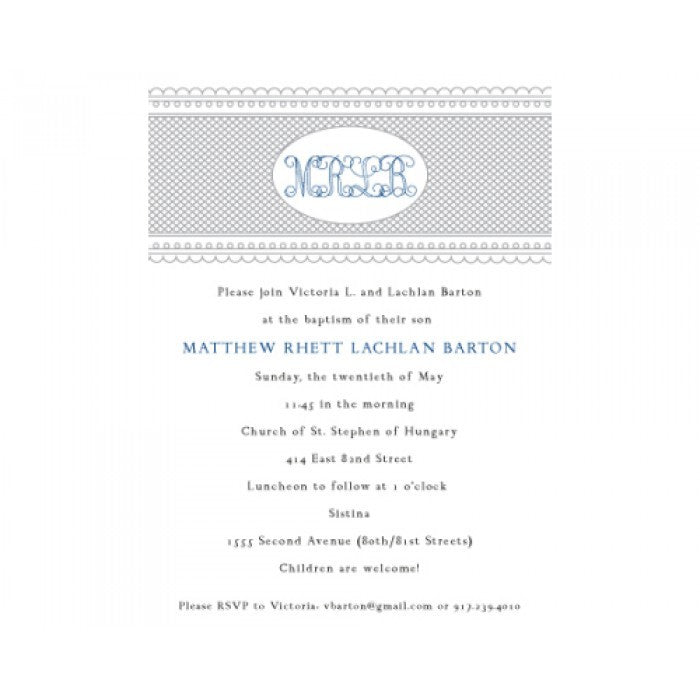 navy monogram baptism invitations
