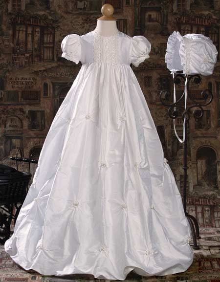 silk dupioni bubble christening gown