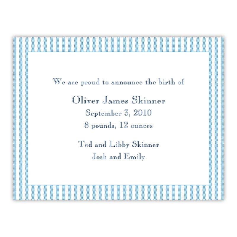 boatman geller seersucker blue small flat w/ ribbon flat notecard