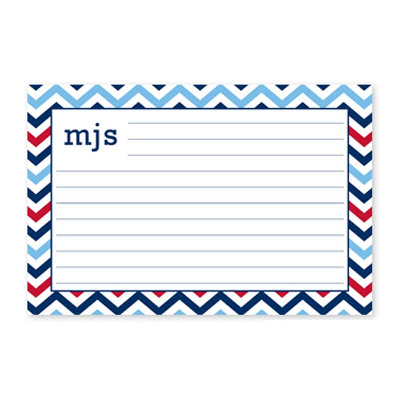 boatman geller chevron blue & red recipe card