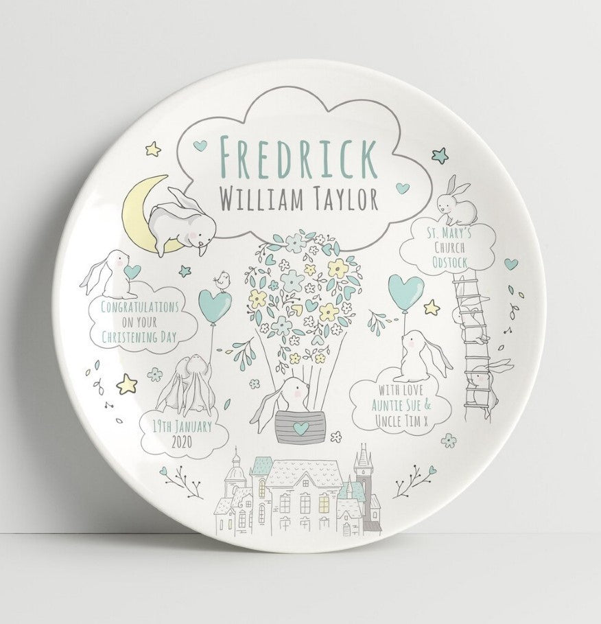 personalized baby rabbit plate