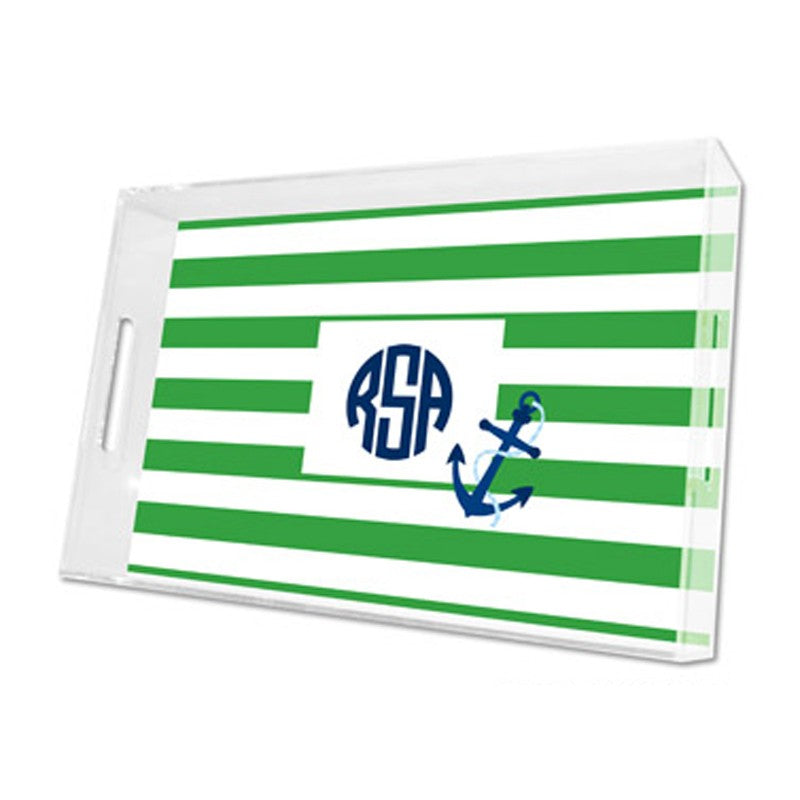 stripe anchor lucite tray - large
