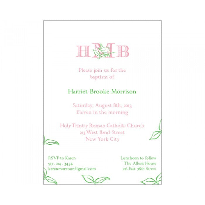 new leaf baptism invitations