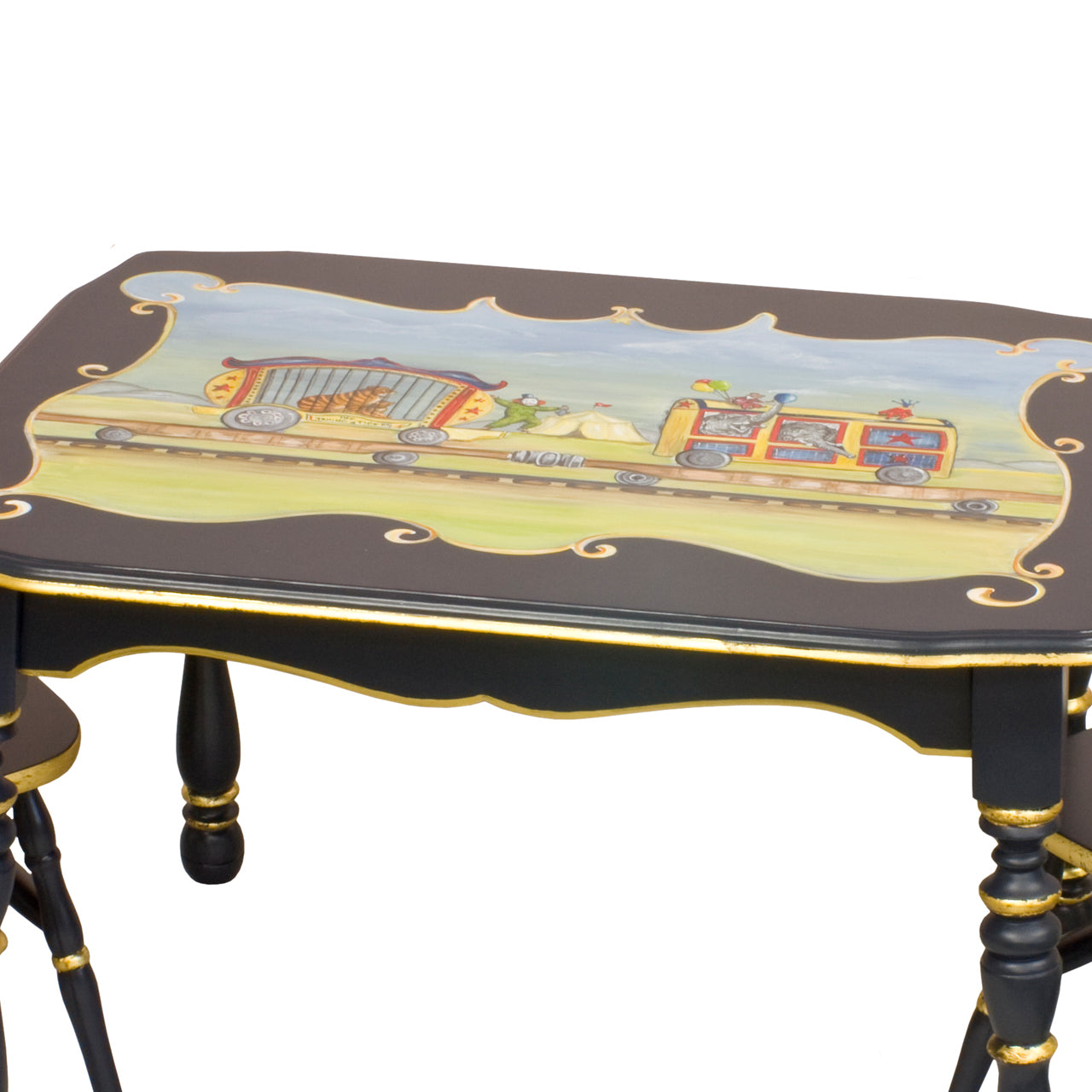 Vintage Play Table and Chair Set Navy And Gold Gilding Circus