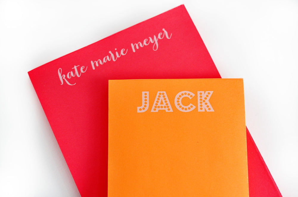 White on Bright Personalized Small Note Pad