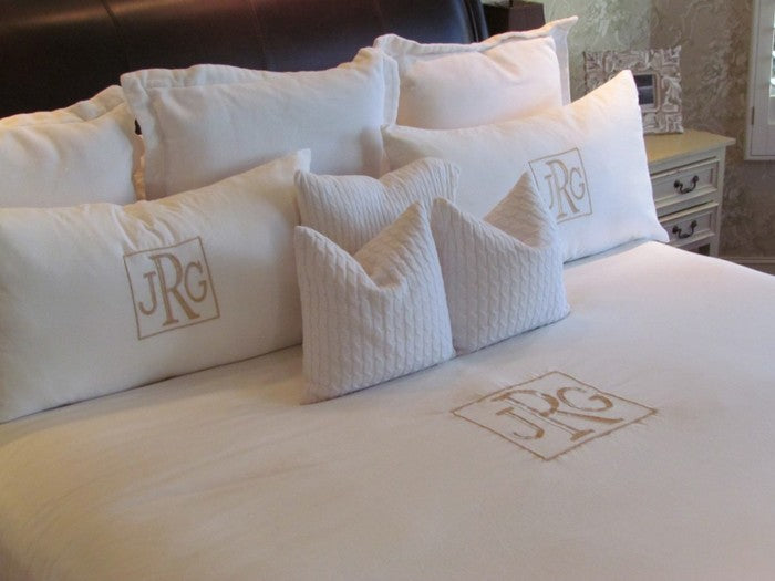 monogrammed bedding and linens