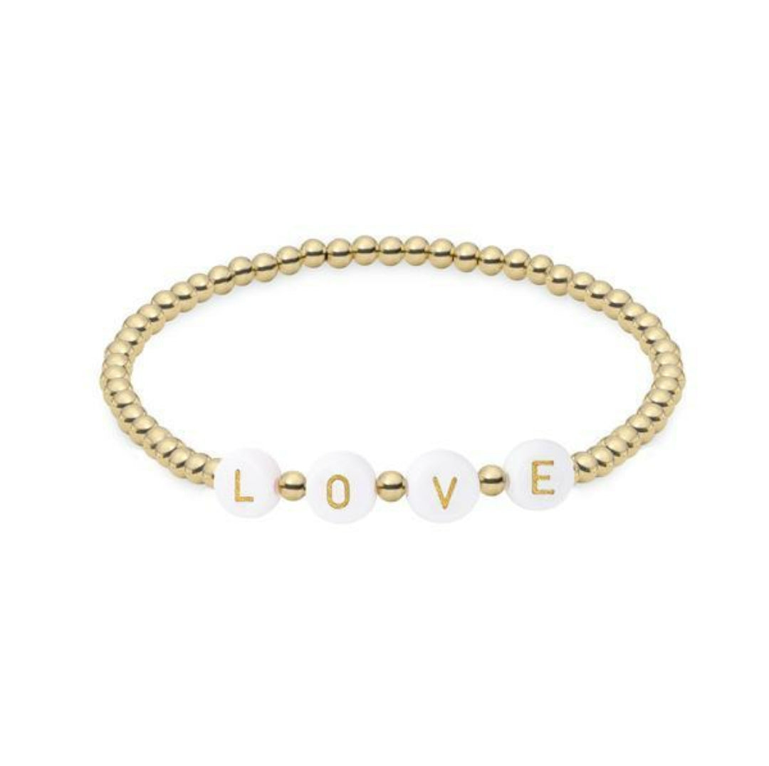 14k gold filled bead bracelet 4mm with letters