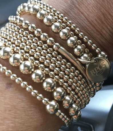 14kt gold filled bead bracelet with letter charm