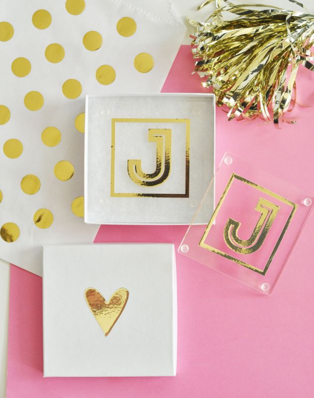 monogram glass coasters