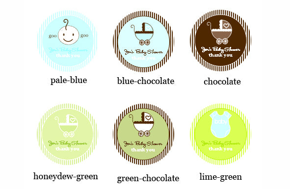 baby shower round favor labels and tags 1.4"