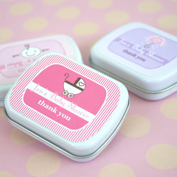 personalized baby shower favor mint tins