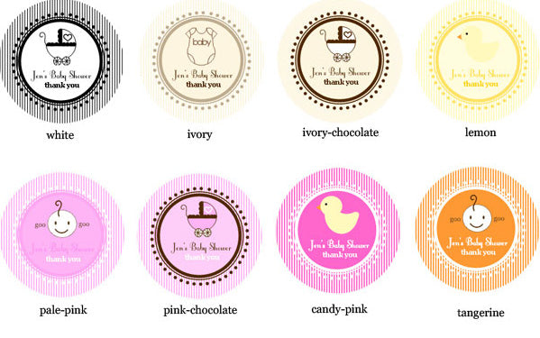 baby shower favor round labels 2.25" (set of 24)
