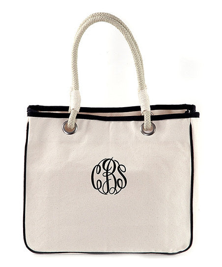 black accented rope tote