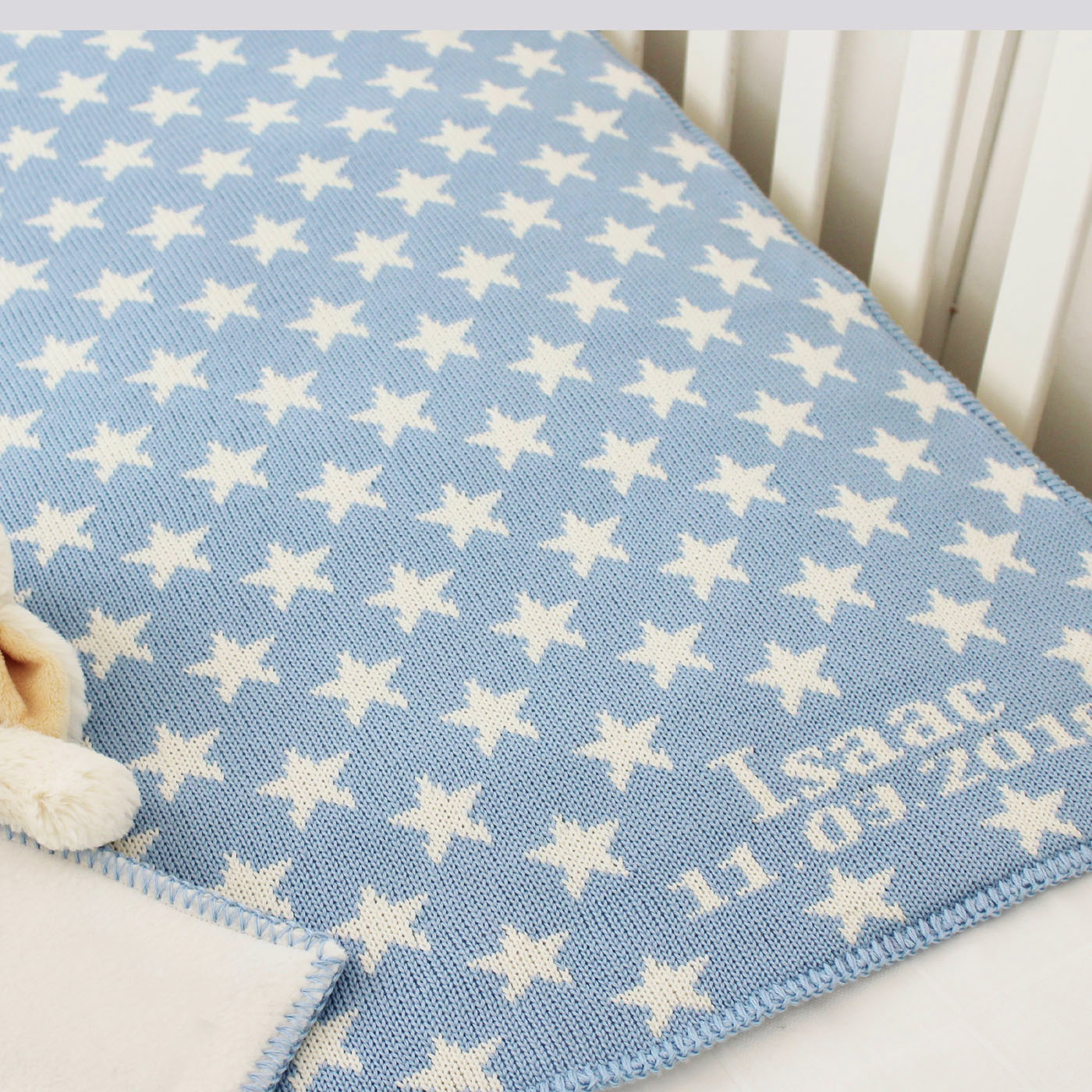 blue stars personalized baby blanket