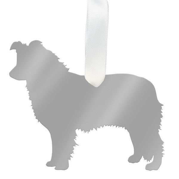 moon and lola border collie christmas ornament - gold