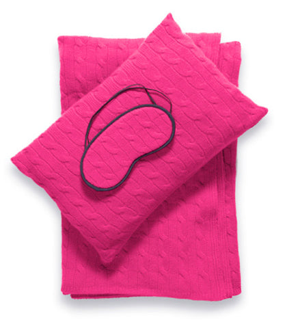 cashmere travel set - blanket, pillow, eye mask
