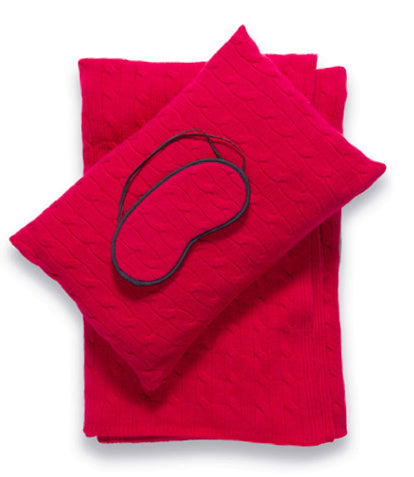 cashmere travel set - blanket, pillow, eye mask
