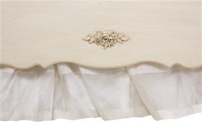 cherubini crib with appliqued moulding and caning