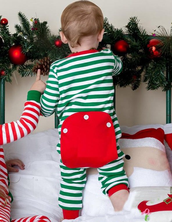 christmas pajamas - candy cane green stripe