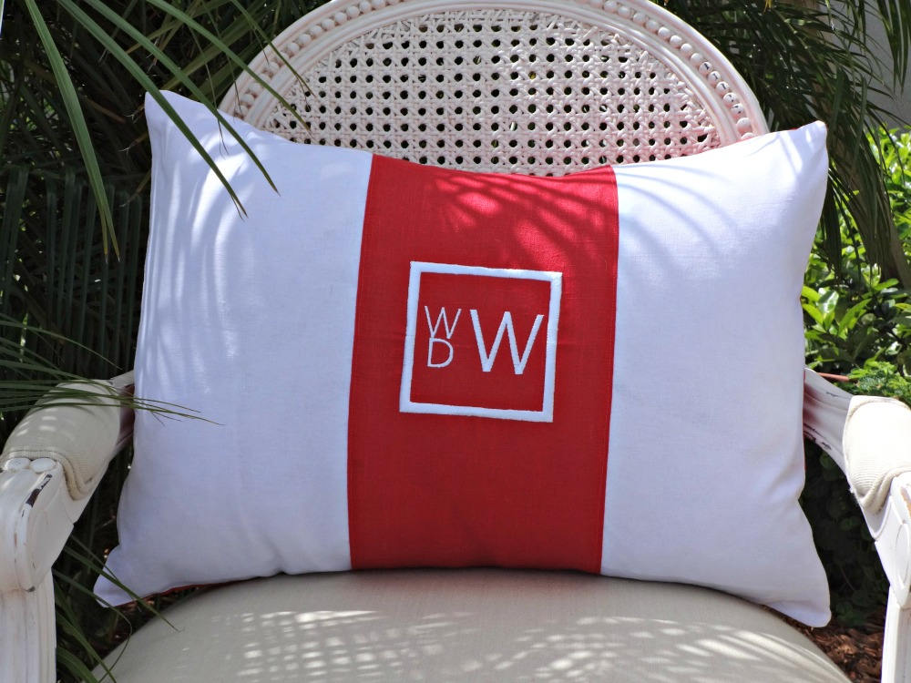 Color Block Monogram Linen Pillow
