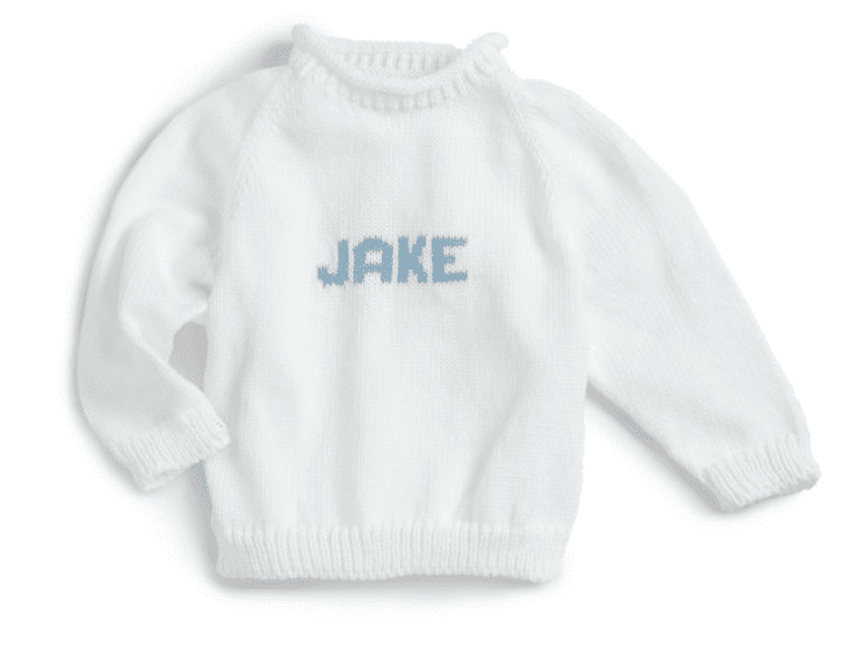 custom baby boy monogrammed knit set (blanket, sweater and hat)