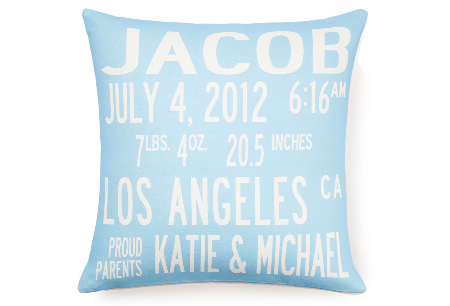 custom birth announcement pillow