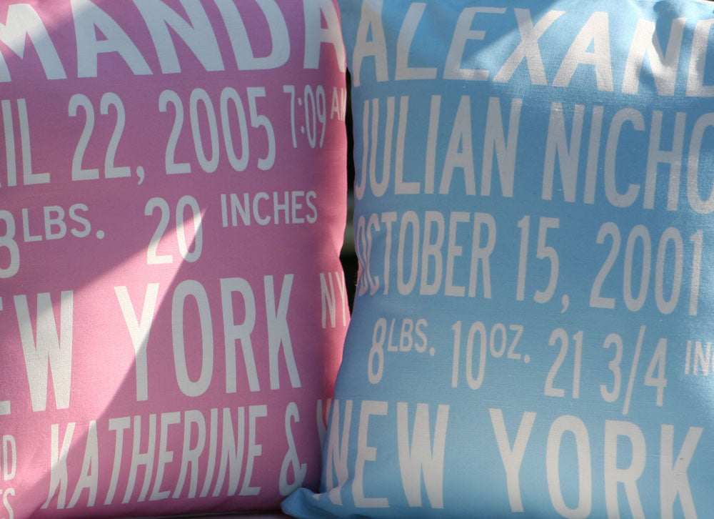 custom birth announcement pillow