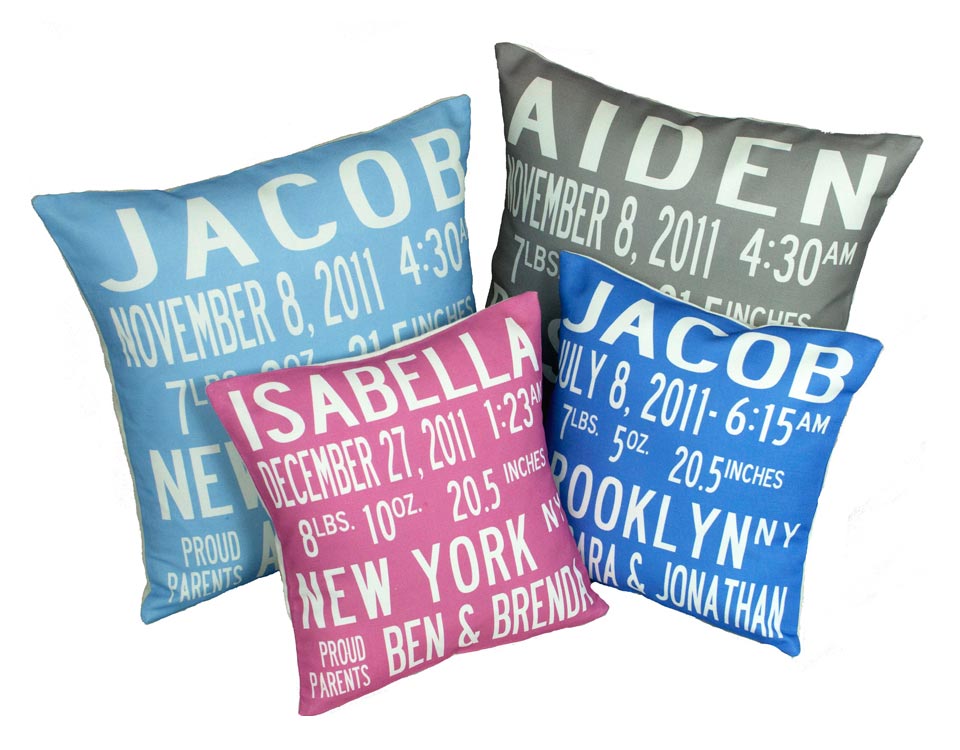 custom birth announcement pillow