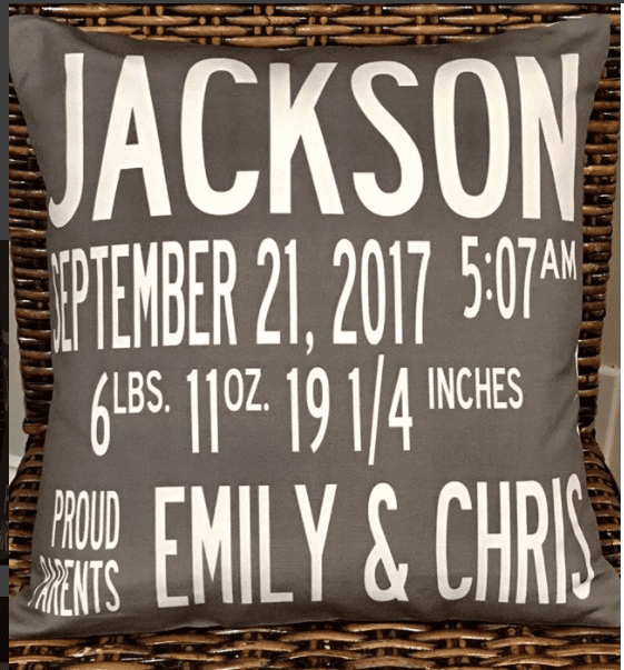 custom birth announcement pillow
