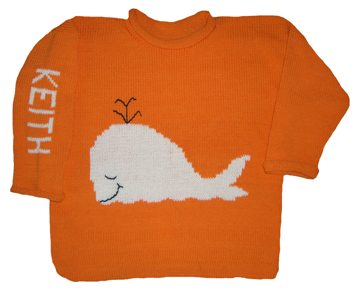 custom knit whale pullover