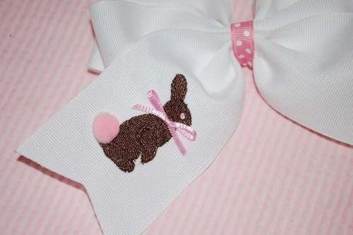 embroidered chocolate bunny bow