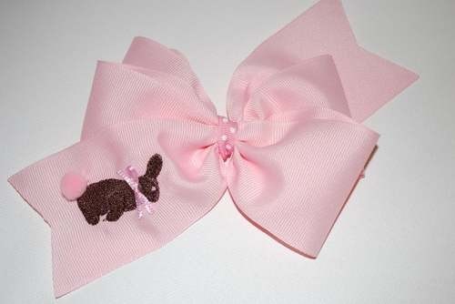 embroidered chocolate bunny bow