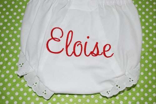 embroidered diaper cover with script name