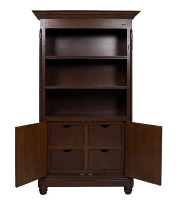 evan bookcase with doors - french walnut