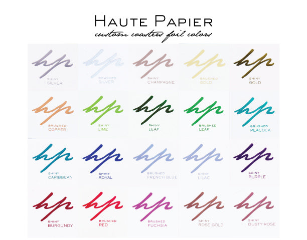 foil stamped ivory coasters