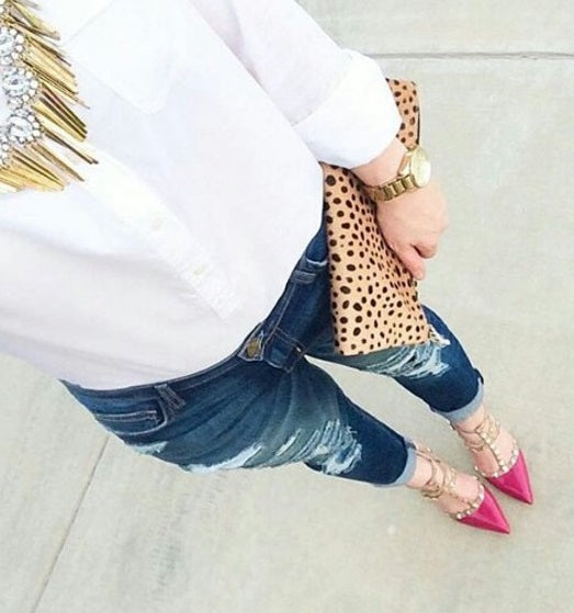 foldover lux printed leopard clutch
