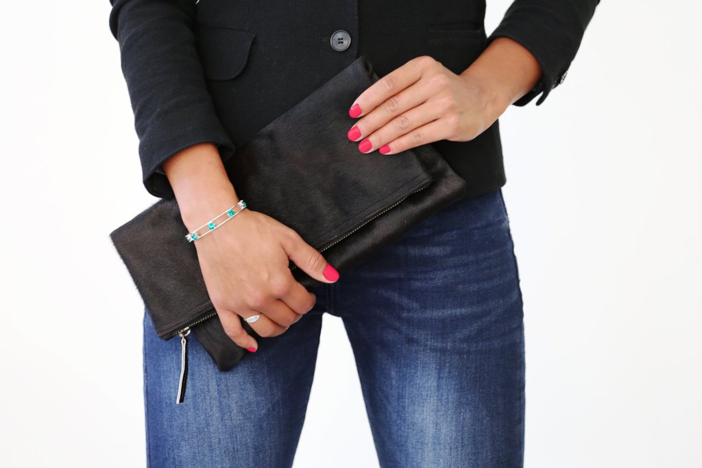 foldover fur clutch