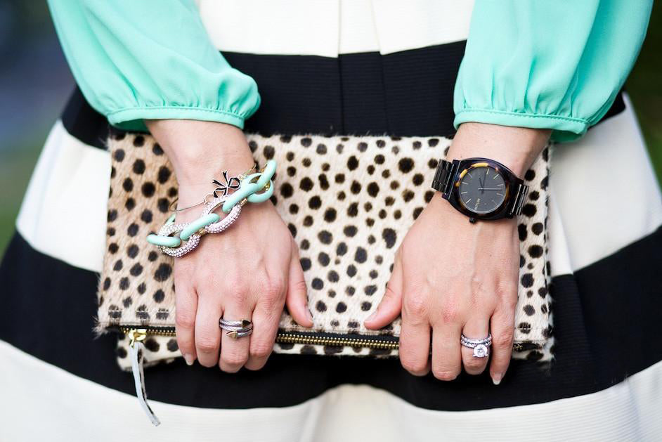 leopard printed foldover clutch