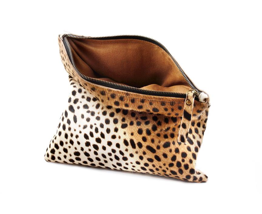 leopard printed foldover clutch