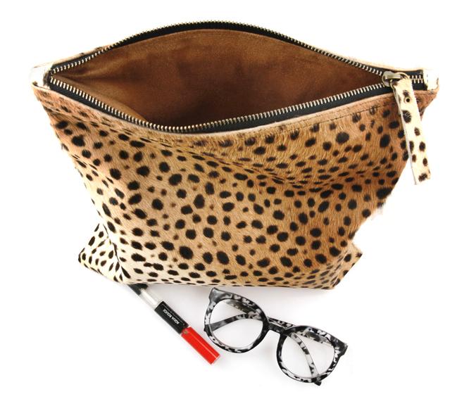 leopard printed foldover clutch